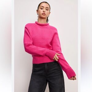 Good American Rollneck Knit Pink Turtleneck Sweater size medium